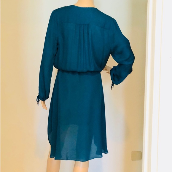 Haute Hippie Long-Sleeve Keyhole Dress Blue Coral - Picture 6 of 8